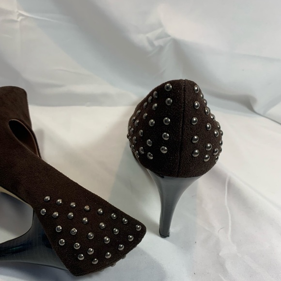 Novela Chocolate Brown Suede Stiletto Heels - Picture 7 of 13
